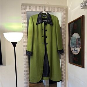 Green Women's Coat with Black Accents